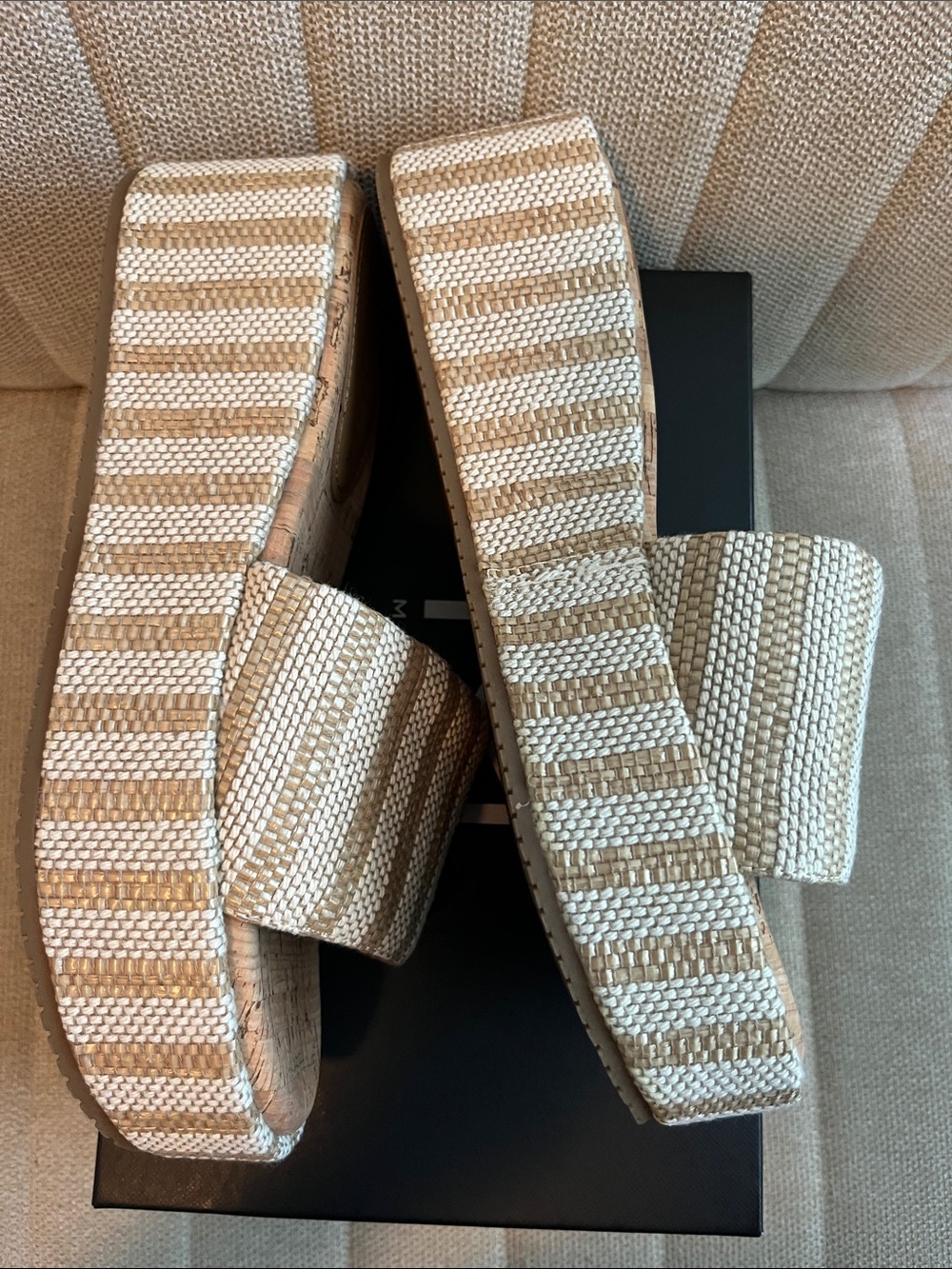 Marc fisher Daylin retro chic platform summer stripe sandals NWB SZ 9.5 - Picture 5 of 7